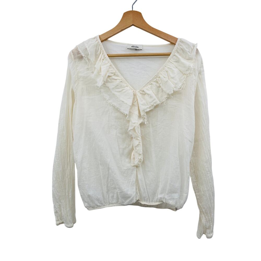 dixie ivory ruffle cottage core bohemian blouse